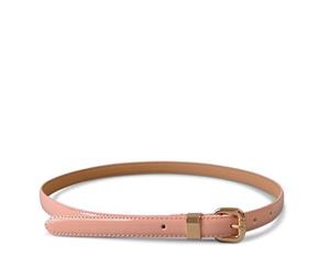 Queens Park - Blush Pink Patent Leather Skinny Women's Belt With Gold Buckle