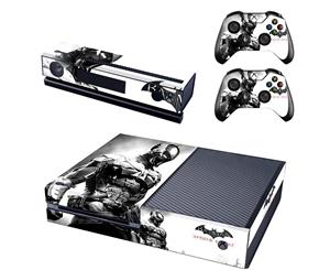 REYTID Console Skin / Sticker + 2 x Controller Decals & Kinect Wrap Compatible with Microsoft Xbox One - Full Set - Batman Arkham - White