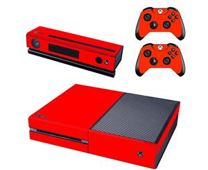 REYTID Console Skin / Sticker + 2 x Controller Decals & Kinect Wrap Compatible with Microsoft Xbox One - Full Set - Red - Red