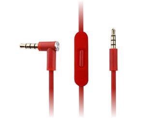 REYTID Replacement Red Audio Cable Compatible with Beats by Dr Dre Solo2 / Solo2 Wireless Headphones w/ Inline Remote Volume Control and Microphone - Red