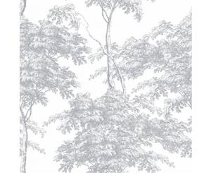 Rasch Eden Forest Trees Wallpaper White/Silver (214307)