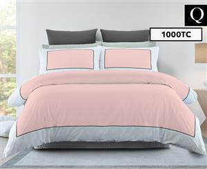 Renee Taylor 1000TC Ascot Cotton Blend Queen Bed Quilt Cover Set - Blush