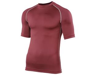 Rhino Mens Sports Base Layer Short Sleeve T-Shirt (Maroon) - RW1277