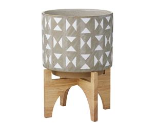 Rogue Hudson Ceramic Wood Multifunctional Plant Pot with Stand Grey 27x37cm