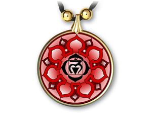 Root Chakra Sanskrit Mandala Pendant - Handcrafted - each piece unique