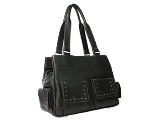 Rosa Bella Genoa Genuine Leather Handbag - Black