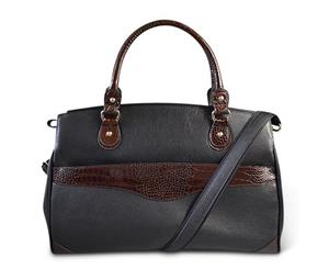 Rothbury Black Leather Weekender Overnight Business Bag