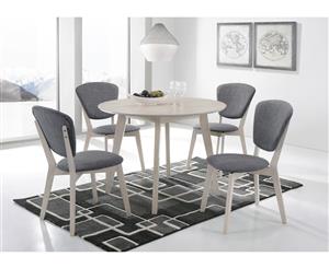 Round Dining Table 100cm Solid Wood Modern Scandinavian 4 Seater - White washed