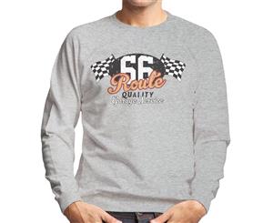 Route 66 Garage Services Racing Flag Men's Sweatshirt - Heather Grey