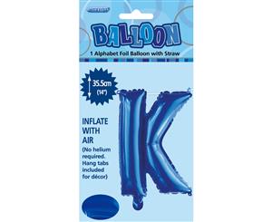 Royal Blue K Alphabet Foil Balloon 35cm