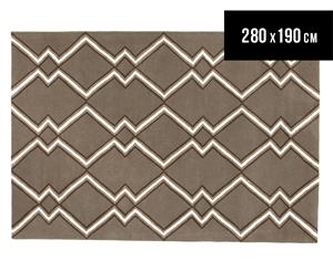 Rug Culture 280x190cm Charlotte & Grey Modern Wool Rug - Taupe