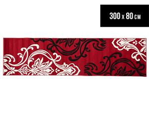 Rug Culture 300x80cm Flower Runner - Red