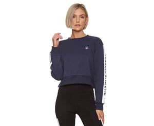 Russell Athletic Women's Printed Sleeve Mid Crew - Midnight Blue