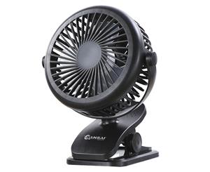 Sansai Rechargeable USB 2-in-1 Desk/Clip Mini Desktop/Table Cooling Fan BLK