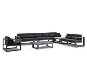 Santorini Package D In Charcoal With Denim Grey Cushions - Outdoor Aluminium Lounges