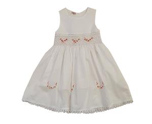 Sanvo Fashion - White Sleeveless Smocked Dress