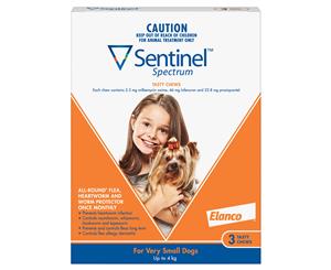 Sentinel Spectrum Very Small Dogs Flea Treatment Tasty Chews Brown 3's (S8510)