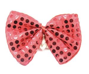 Sequin Bow Tie Polka Dots Party Unisex Costume Dance 13cm X 9cm Clown Bowtie - Red - Red