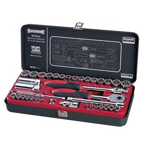 Sidchrome 38 Piece AF/Metric 1/4inch & 3/8inch Socket Set