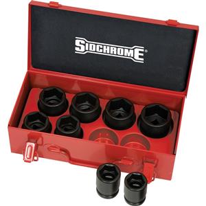 Sidchrome 8pc 21mm-41mm 3/4inch Drive Metric Impact Socket Set XS608M