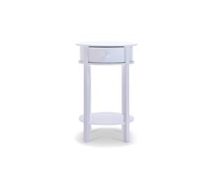 Side Table White Round with Drawer Sofa Lamp Nightstand Bedside Tabe Drawer Display Unit Stand Rack Wooden Home