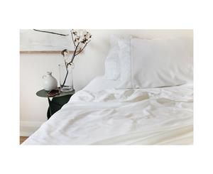 Sienna Living Bamboo Cotton 400 Thread Count Queen Sheet Set White