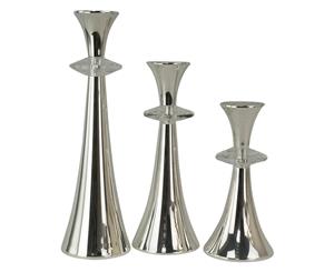 Silver Plated Crystal inserted candle Holder set of 3-- 1122 and 35cm Tall