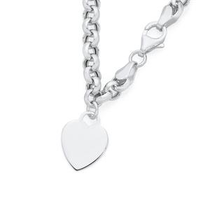 Silver 19cm Belcher With Heart Charm