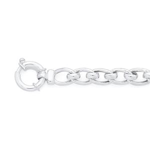 Silver 20cm Long Open Curb Rolo Bolt Bracelet