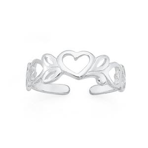 Silver Filigree Flower & Heart Toe Ring