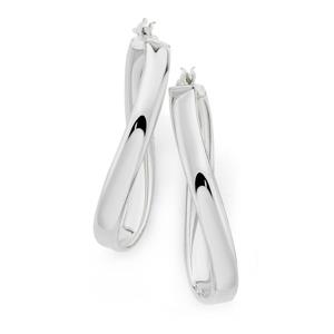 Silver Oval Twist Earrings