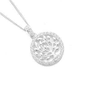 Silver Spiritual Tree Cubic Zirconia Pendant