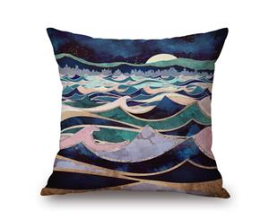 Simple Colored Landscape Painting on Cotton&linen Pillow Cover 84408