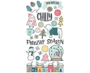 Simple Stories Freezin Season Chipboard Stickers 6inch X12inch