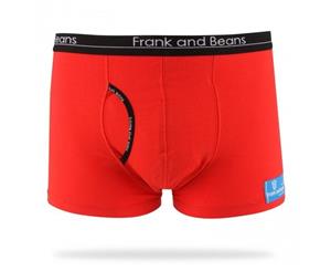 Single - Boxer Briefs Frank and Beans Underwear Mens Cotton S M L XL XXL Trunks - Red