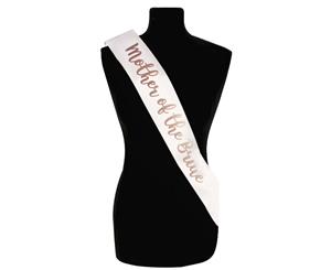 Single Layer Satin White with RoseGold Mother of Bride Night Party Text Sash Banner 160cm x 80cm x 10cm