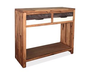 Solid Acacia Wood Console Table with 2 Drawers Hallway Display Rack