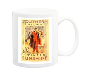 Southern Railway Winter Sunshine 1929 Railway Travel Poster Mug - 11 Fluid Oz