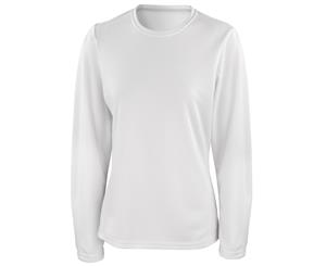 Spiro Ladies/Womens Sports Quick-Dry Long Sleeve Performance T-Shirt (White) - RW1492