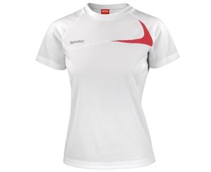 Spiro Womens/Ladies Sports Dash Performance Training T-Shirt (White/Red) - RW1475