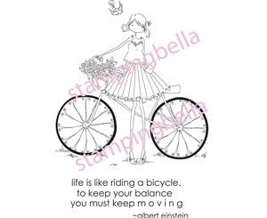 Stamping Bella Cling Stamp 6.5&quotX4.5"-Uptown Girl Flora & Her Bicycle