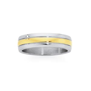 Steel & Gold Plated Plain Centre Gents Ring