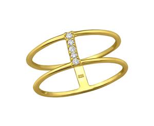 Sterling Silver CZ Double Line Ring