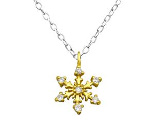 Sterling Silver Gold Plated Snowflake Necklace