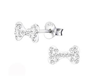 Sterling Silver Kids Crystal Bone Stud earrrings made with Swarovski Crystal