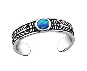 Sterling Silver Opal Toe Ring Pacific Blue