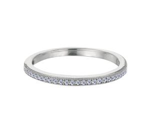 Sterling Silver Rhodium Finish Milgrain Cubic Zirconia Ring - White