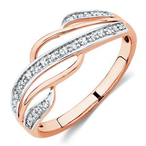 Swirl Ring with Diamonds in 10ct Rose Gold