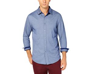 Tasso Elba Mens Knit Long Sleeves Button-Down Shirt