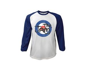 The Jam T Shirt Target Logo Distressed Official Mens 3/4 Sleeve Baseball - White